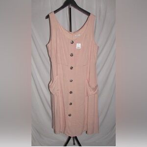 Chic Button-Down Midi Dress in Soft Pink